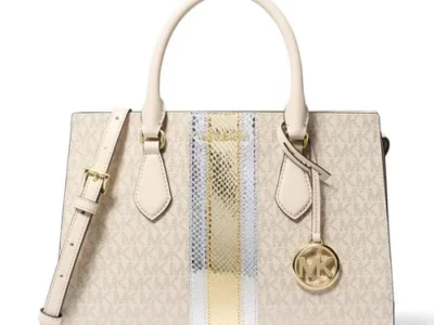 Túi Xách Tay Nữ Michael Kors MK Sheila Medium Signature Logo And Metallic Satchel