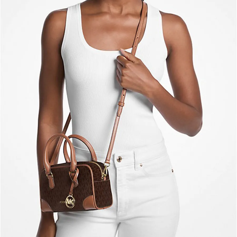 Túi Đeo Chéo Nữ Michael Kors MK Thompson Extra-Small Signature Logo Convertible Satchel 35F5G7OC0B Màu Nâu - Ảnh 3