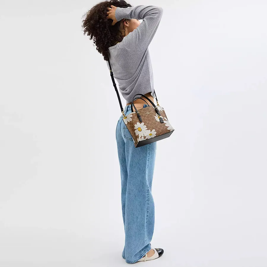 Túi Xách Tay Nữ Coach Mollie Tote Bag 25 In Signature Canvas With Floral Print CZ592 - Ảnh 2